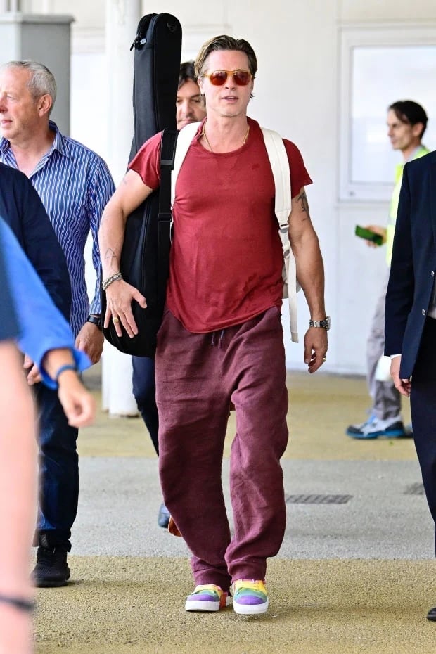 Brad Pitt debuts rainbow sneakers ahead of Venice Film Festival in Italy