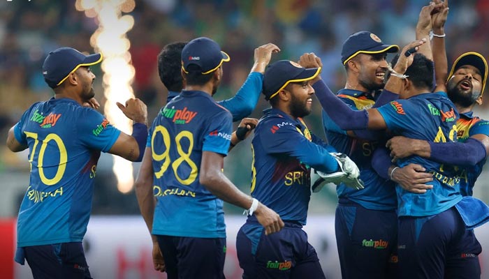 Sri Lankan team celebrates after Asia Cup 2022 win against Pakistan. — Twitter/@ACCMedia1