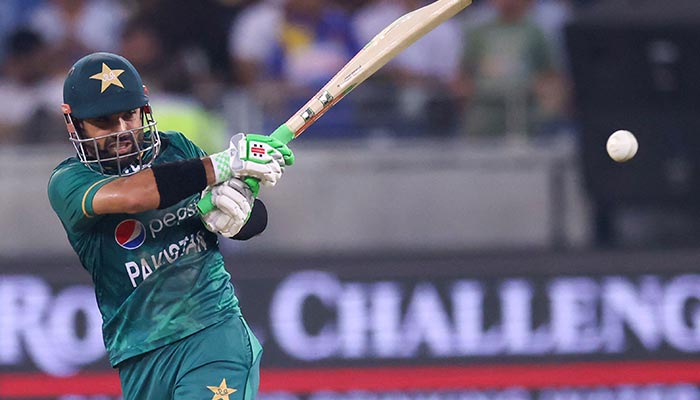 Pakistan´s Mohammad Rizwan plays a shot during the Asia Cup Twenty20 international cricket final match between Pakistan and Sri Lanka at the Dubai International Cricket Stadium in Dubai on September 11, 2022. — AFP