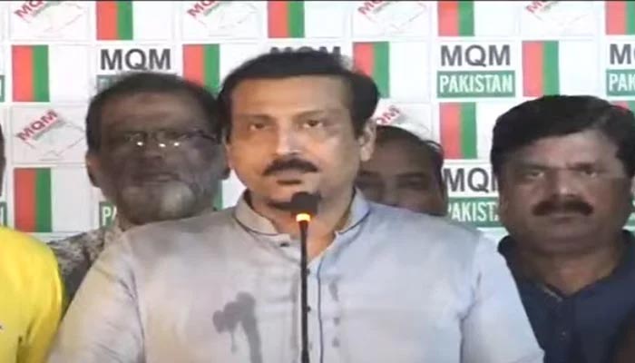 Maritime Affairs Minister Faisal Subzwari speaks during a press conference in Karachi on September 14, 2022. — YouTube screengrab/Geo News Live