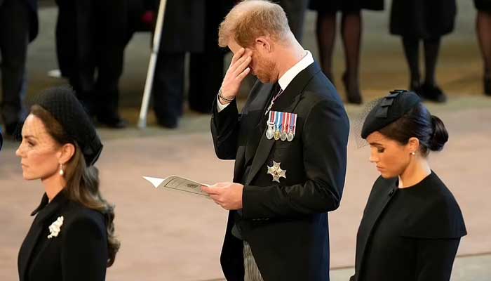 Prince Harry and Meghan Markle accused of stealing spotlight at Queens funeral