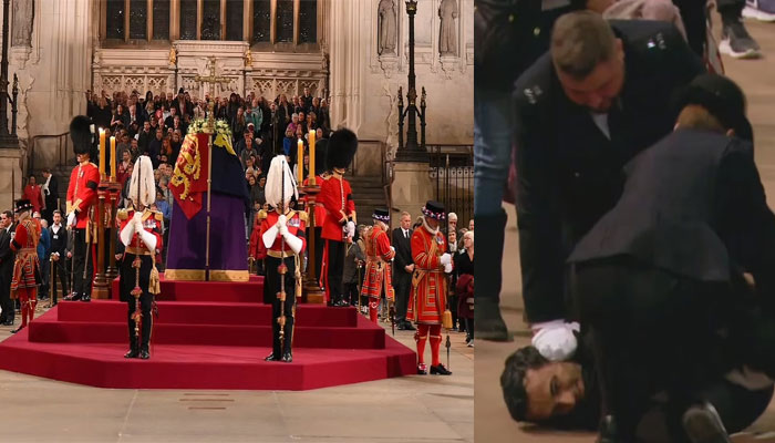 Man arrested for grabbing Queen’ coffin leaving onlookers shook