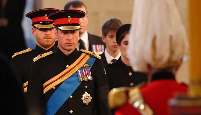 Princes Harry and William wear Blues and Royals military uniform for stunning vigil at Queens coffin