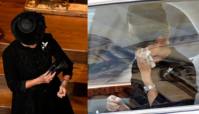 Meghan Markles pic wiping tears amid Queen funeral sparks backlash