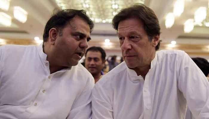 PTI leader Fawad Chaudhry and party Chairman Imran Khan. — Twitter/File