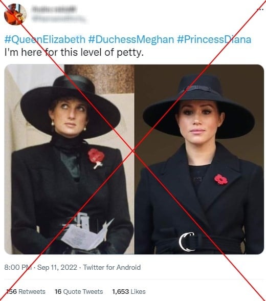 Meghan Markle did not copy a look from Princess Diana at Queens funeral
