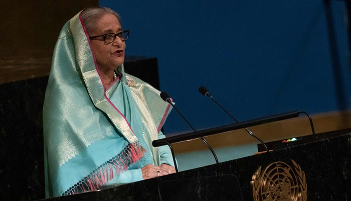 Bangladeshs Prime Minister Sheikh Hasina addresses the 77th session of the United Nations General Assembly at UN headquarters in New York City on September 23, 2022. — AFP/File