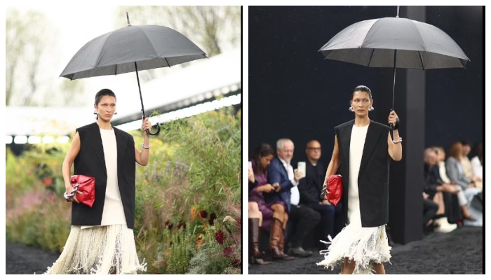 Milan Fashion Week: Bella Hadid stuns in sleeveless blazer and fringed skirt