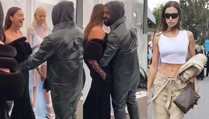 Kanye West welcomes his ex Irina Shayk with warm embrace at London Fashion Week show