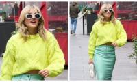 Ashley Roberts Dazzles In Neon Yellow Jumper And Figure-hugging Skirt