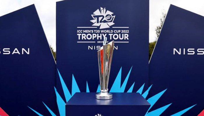 T20 World Cup 2022 trophy is on display in this undated file photo.