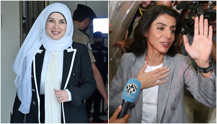 Former minister Jenan Bushehri (L) and Alia al-Khaled. — AFP/File
