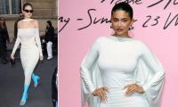 Kylie Jenner’s skin-tight white dress and blue footwear leave fans unimpressed at PFW