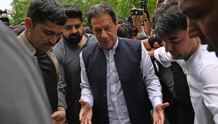 PTI Chairman Imran Khan outside a court in Islamabad. — AFP/File