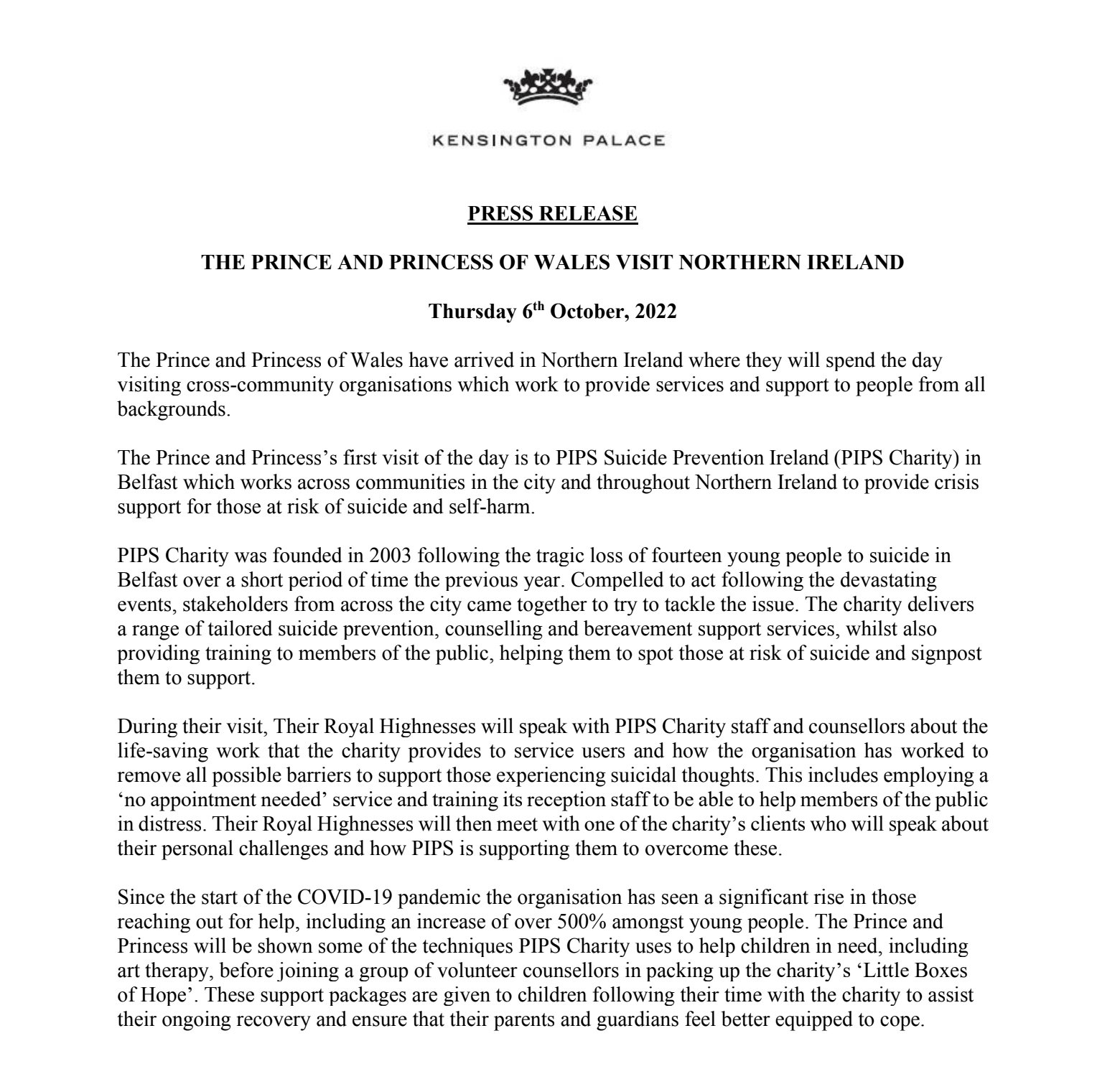 Full statement on Prince William Kate latest visit released