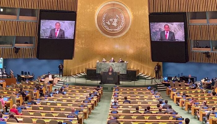 Pakistan's Permanent Representative to the United Nations, Munir Akram, presented the resolution in the United Nations General Assembly.  - Courtesy Radio Pakistan