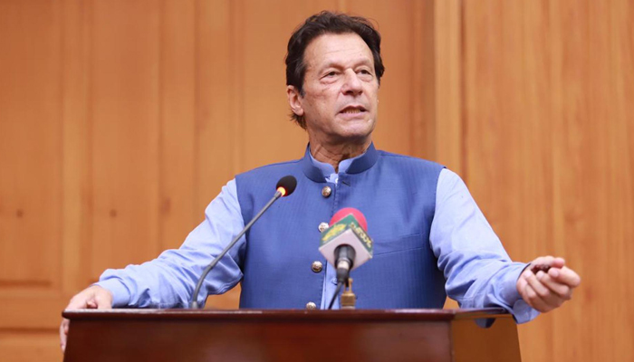 Former prime minister and PTI Chairman Imran Khan addressing an event in Peshwar, on September 28, 2022. — PID