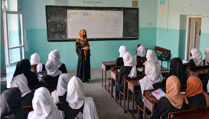 Representational image of a girls classroom at an educational institute in Afghanistan. — AFP/File