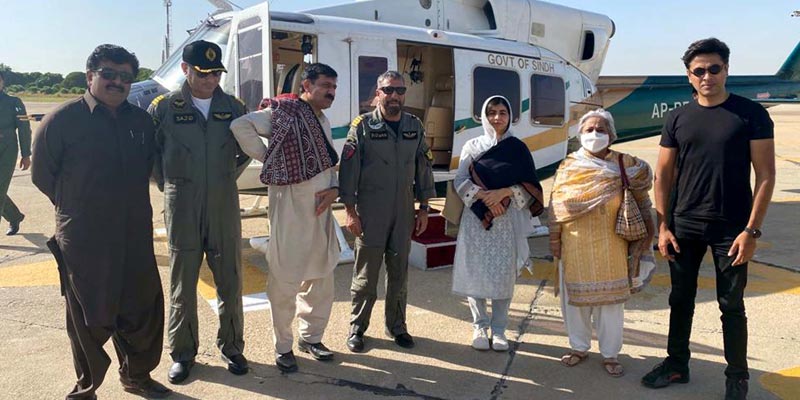 Nobel Laureate, Malala Yousafzai along with Sindh Health and Population Welfare Minister, Dr. Azra Fazal Pechuho and others arrive for visiting in flood-affected areas in Sindh province, at Johi area near Dadu on Wednesday. — PPI