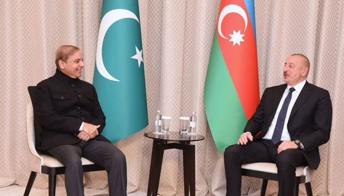 PM Shehbaz meets Azerbaijan President Ilham Aliyev on the sidelines of the Sixth Summit of Conference for Interaction and Confidence Building Measures in Asia (CICA) on 12th October 2022 in Astana, Kazakhstan. PID
