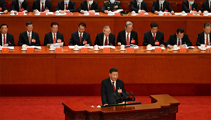 China´s President Xi Jinping speaks during the opening session of the 20th Chinese Communist Party´s Congress at the Great Hall of the People in Beijing on October 16, 2022. — AFP