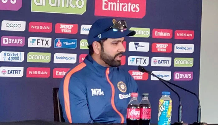 Indian skipper Rohit Sharma addresses a press conference in Melbourne. — screengrab
