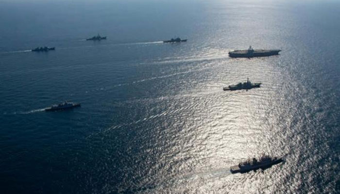 Representational image of navy fleet seen in an aerial view of the sea. — AFP/File