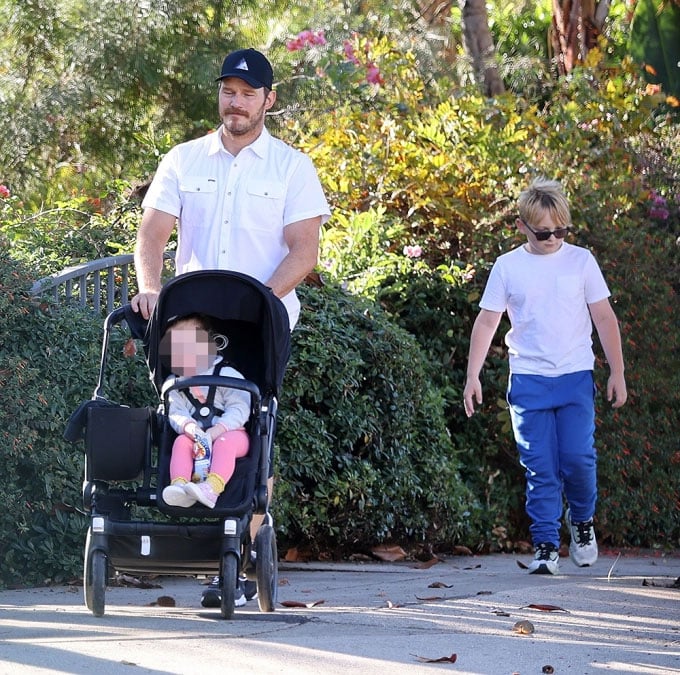 Chris Pratt, Katherine Schwarzenegger head out for a leisurely walk with kids