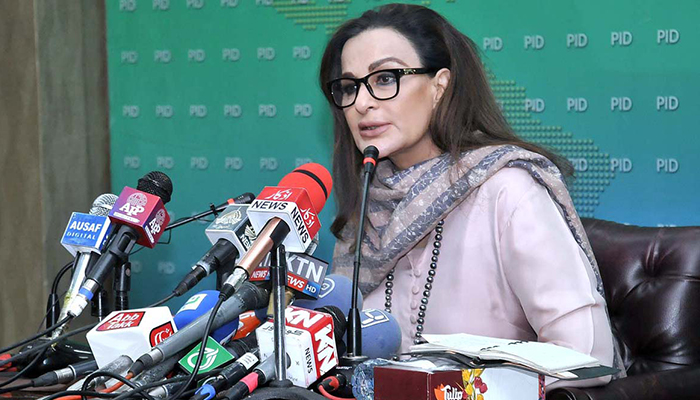 Federal Minister for Climate Change Sherry Rehman addresses a press conference at PID media center in Islamabad, on October 28, 2022. — APP