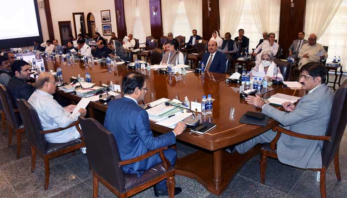 Chief Minister Sindh Murad Ali Shah presiding over a cabinet meeting at the CM House, on October 31, 2022. — Twitter/CMHouse