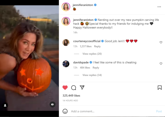 Jennifer Aniston surprises fans with Halloween pumpkin carving life hack