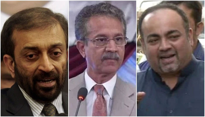MQM-P leaders Farooq Sattar, Waseem Akhtar, Khawaja Izharul Hassan. — AFP/Twitter/Geo.tv