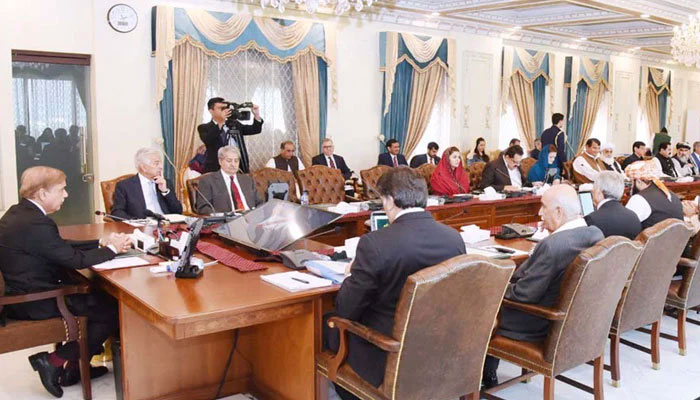 Prime Minister Shehbaz Sharif chairing a meeting of the federal cabinet in this undated photo. — APP/File