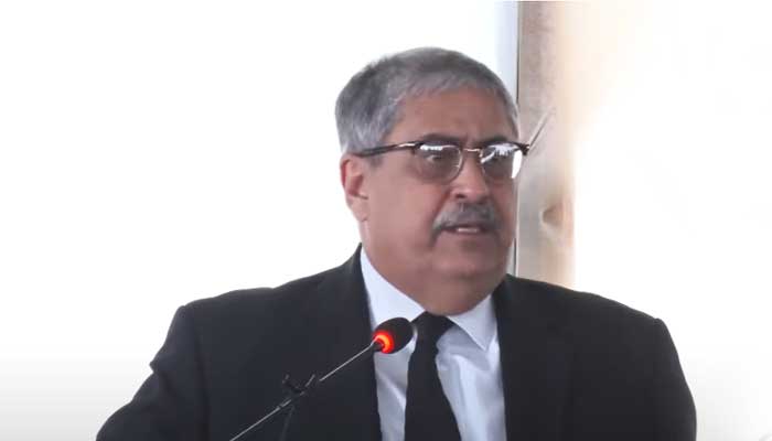 Islamabad High Court Chief Justice Athar Minallah addressing the inauguration event of the Legal Facilitation Centre of Islamabad High Court’s newly-constructed building in Islamabad, on November 2, 2022. — YouTube/PTVNewsLive