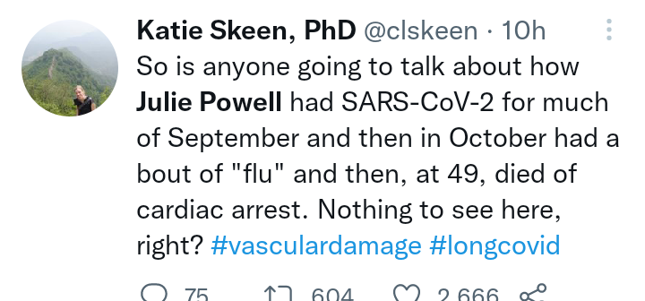 Julie Powells fans think she died of coronavirus