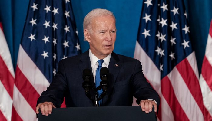 US President Joe Biden delivers remarks on preserving and protecting Democracy at Union Station on November 2, 2022 in Washington, DC.— AFP