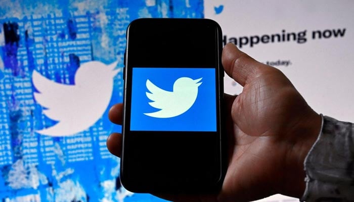 The Twitter logo appears on the phone.  - France Press agency