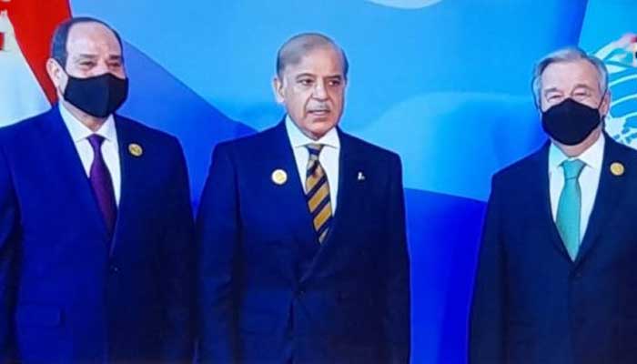 (From L to R) Egyptian President Abdel Fatah El-Sisi, Prime Minister Shehbaz Sharif, and UN Secretary-General H.E António Guterres. — APP via Prime Ministers Office/Twitter/@PakPMO
