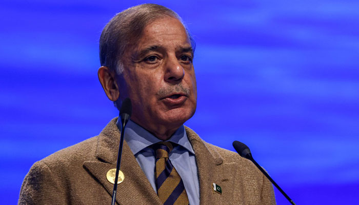 Pakistans Prime Minister Shehbaz Sharif delivers a speech at the leaders summit of the COP27 climate conference at the Sharm el-Sheikh International Convention Centre, in Egypt´s Red Sea resort city of the same name, on November 8, 2022. — AFP/File