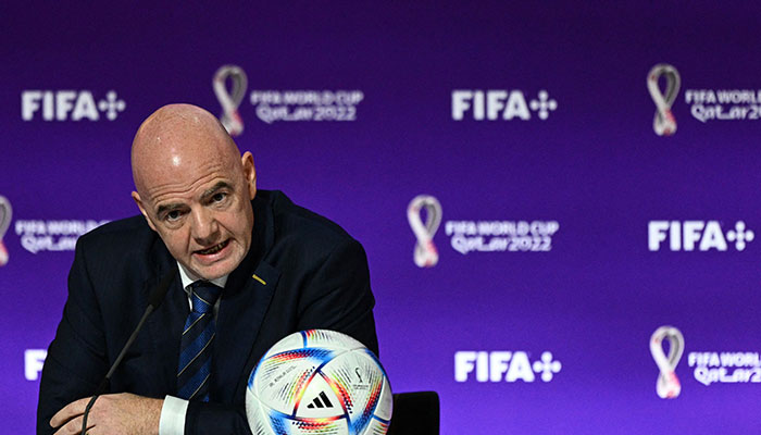 FIFA President Gianni Infantino speaks during a press conference at the Qatar National Convention Center (QNCC) in Doha on November 19, 2022. — AFP