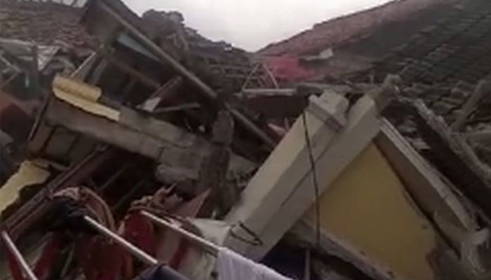 Debris of destroyed houses after quake in Cianjur seen in this picture. — Screengrab