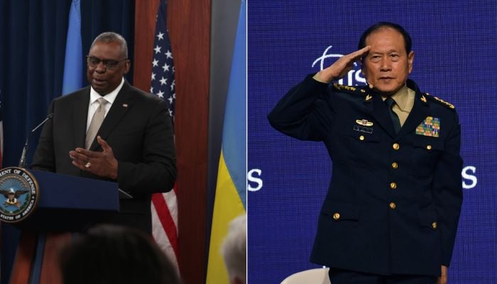 US Defense Secretary Lloyd Austin (left) and his Chinese counterpart Wei Fenghe.— AFP