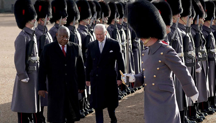 King Charles, South African President Cyril Ramaphosa inspect guard of honour