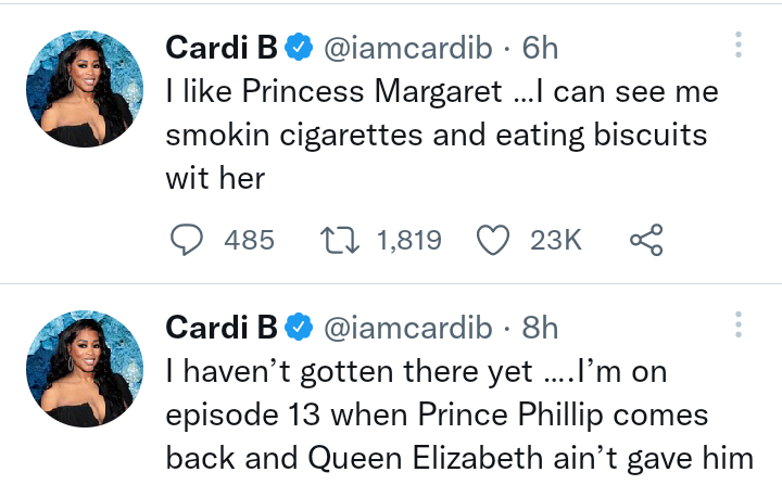 Cardi Bs commentary on The Crown likely to anger royal fans