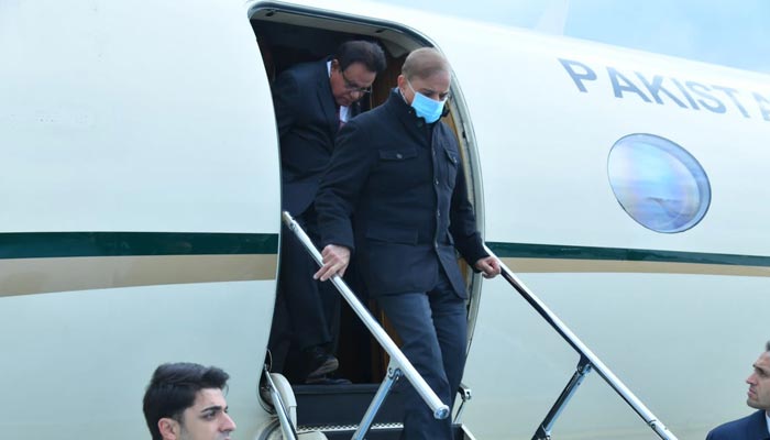 Prime Minister Shehbaz Sharif lands at the Istanbul International Airport in Turkiye, on November 25, 2022. — Twitter/PML-N
