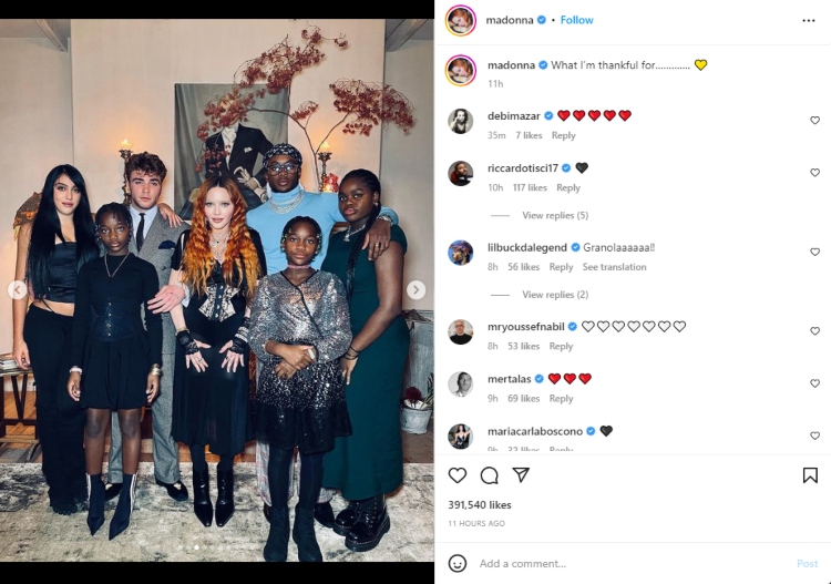 Madonna celebrates Thanksgiving with her family, posts adorable snaps online