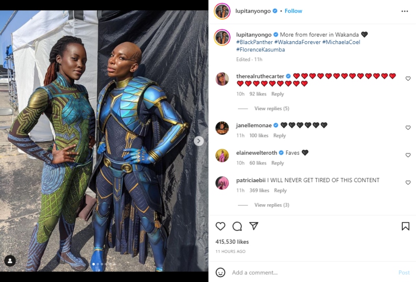 Lupita Nyongo posts behind-the-scenes pictures of ‘Black Panther: Wakanda Forever’