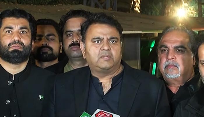 PTI Senior Vice President Fawad Chaudhry addresses a press conference in Lahore on November 28, 2022. — YouTube/GeoNewsLive
