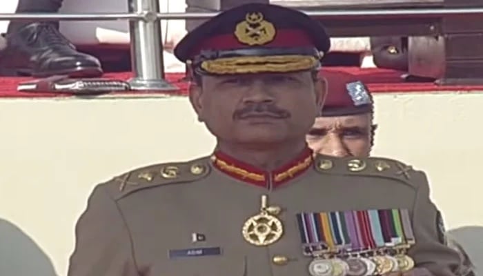 Gen Asim Munir after taking charge of Pakistan Armys command. — Screengrab/PTV