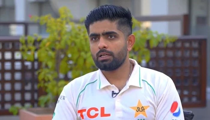 Skipper Babar Azam talking to former English captain Nasser Hussain in an exclusive interview. - Screengrab/ @TheRealPCB/ Twitter